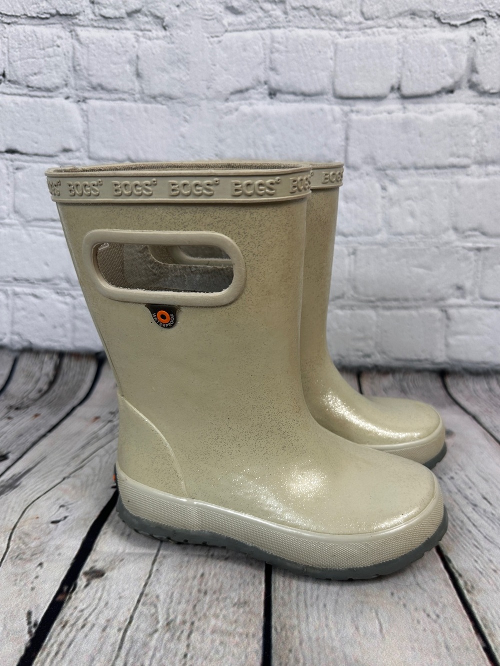 Bogs Kids' Skipper II Rain Boots gold glitter size 8